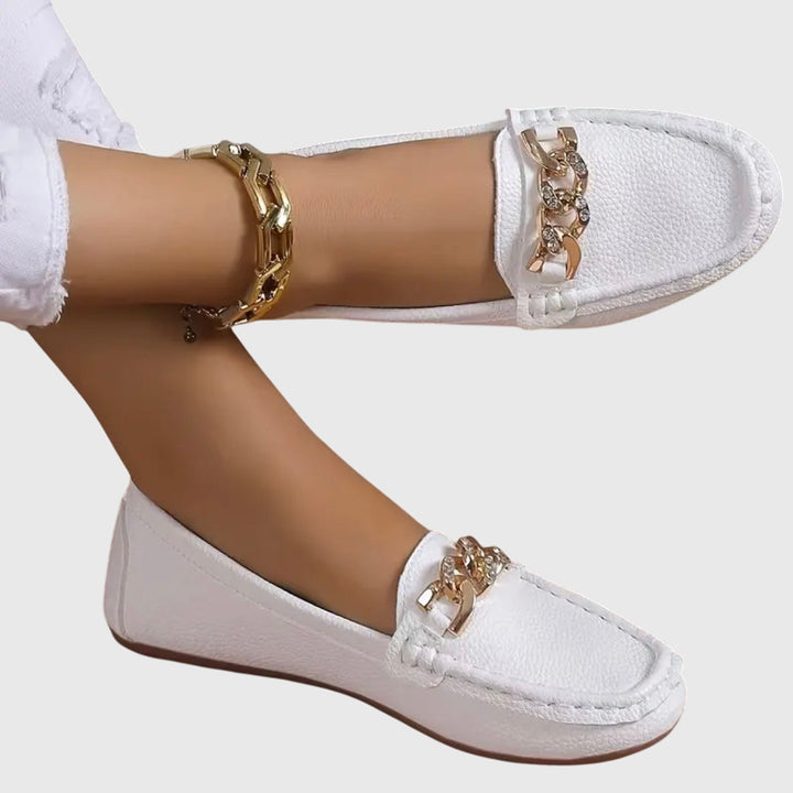 Kristy | Flat Diamond Buckle Loafers