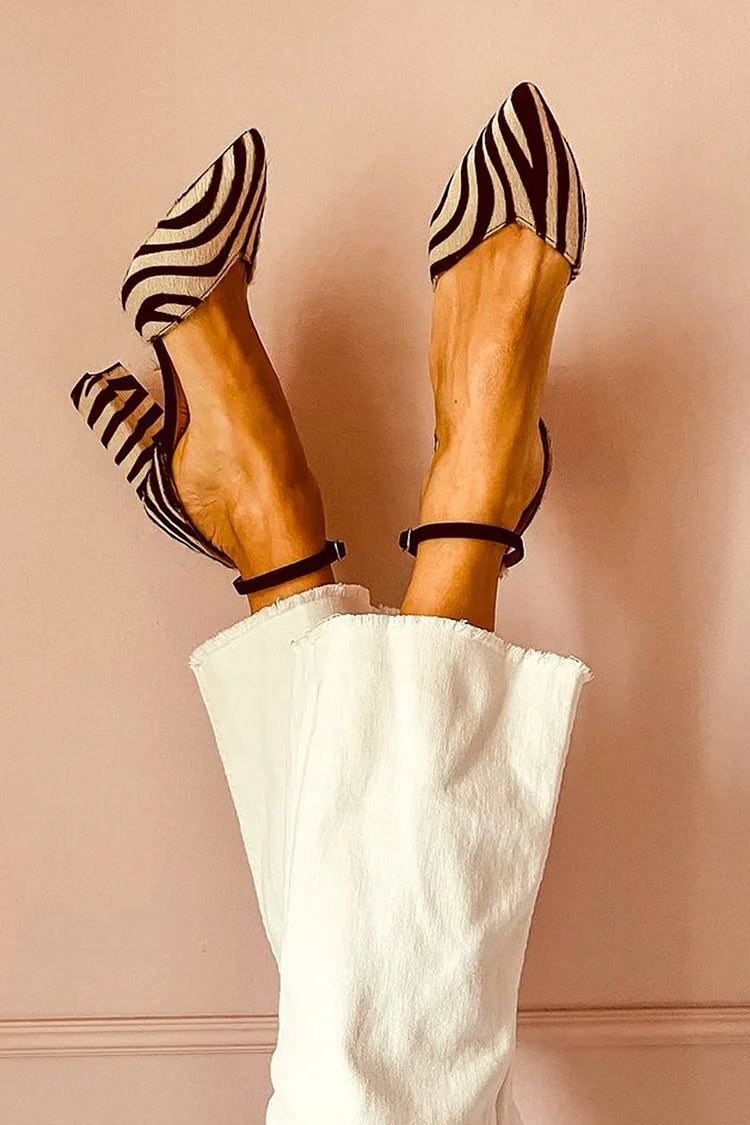 Edith | Pointed Toe Heels with Zebra Print