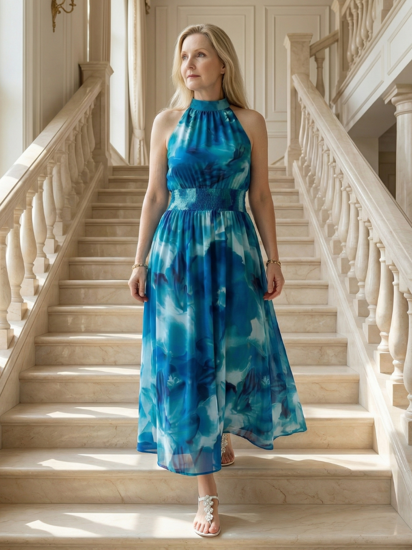 Angela | Gathered Halter Midi Dress