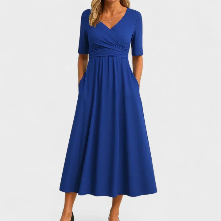 Viveca | Wrap-Style Midi Dress with Pockets