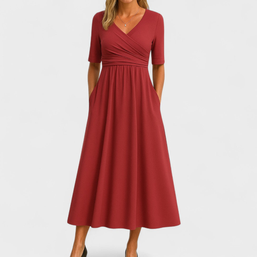 Viveca | Wrap-Style Midi Dress with Pockets
