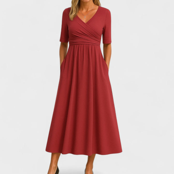 Viveca | Wrap-Style Midi Dress with Pockets