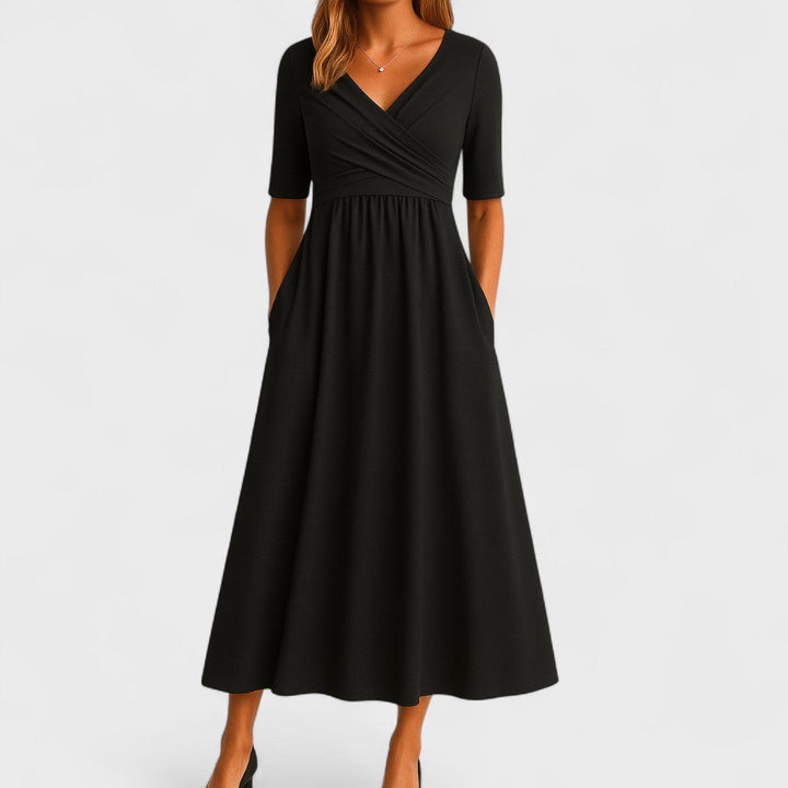 Viveca | Wrap-Style Midi Dress with Pockets