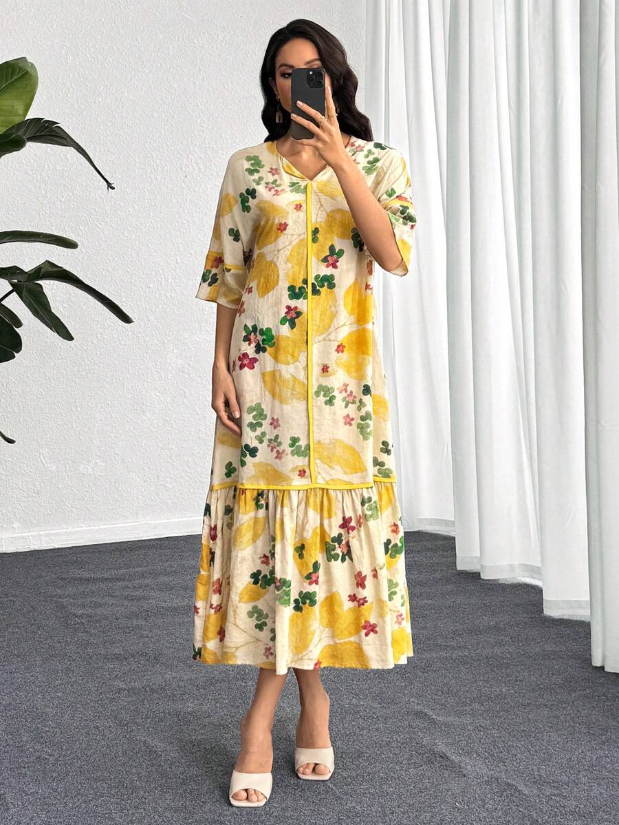 Shirley | Floral Print Ruffle Dress