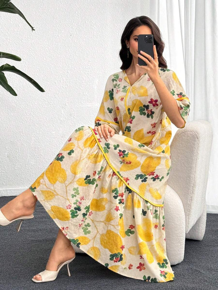 Shirley | Floral Print Ruffle Dress