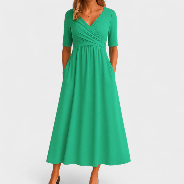 Viveca | Wrap-Style Midi Dress with Pockets