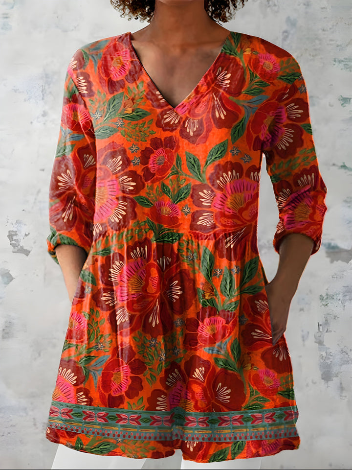 Sharyn | Long Blouse with V-Neck