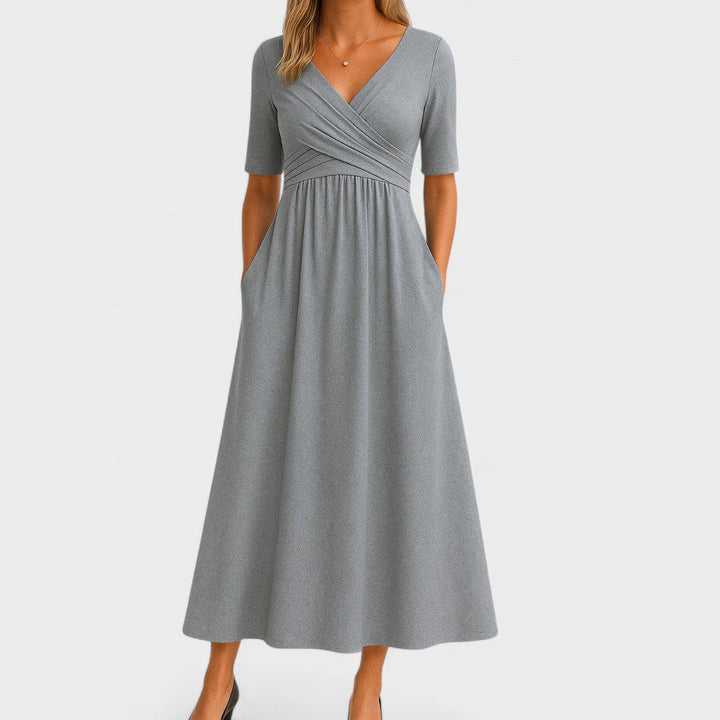 Viveca | Wrap-Style Midi Dress with Pockets