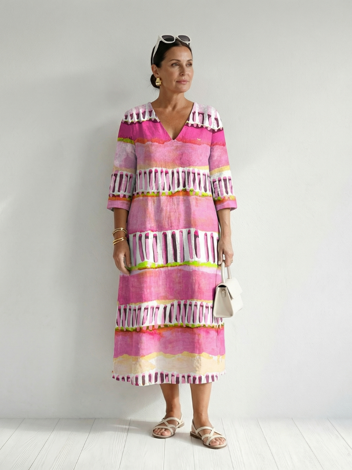 Lois | Easy Flow Patterned Stripe Midi Dress