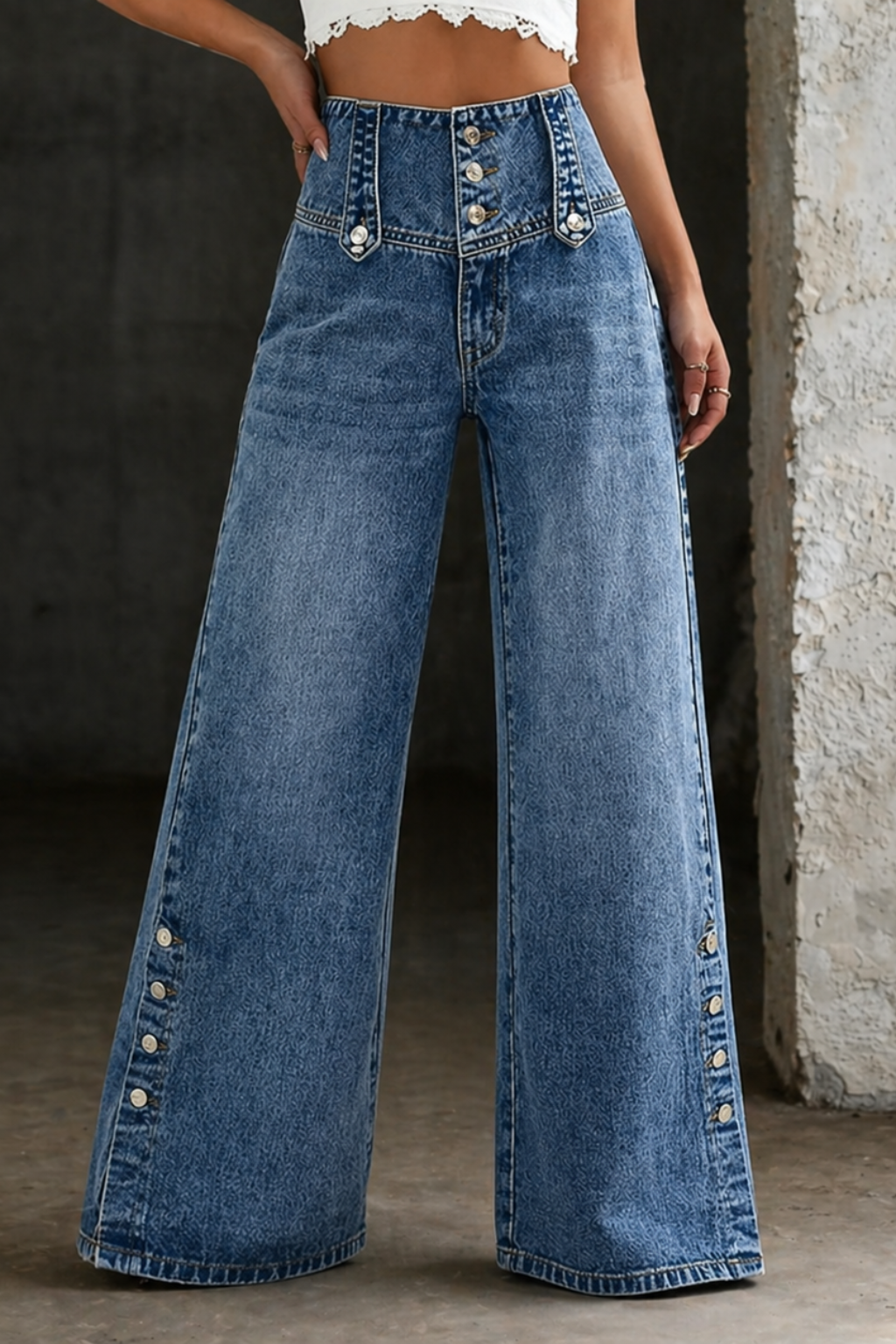 Loretta | High-Waist Slit Jeans