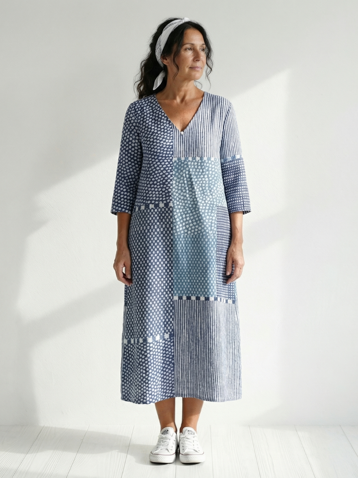 Libby | Fit Patchwork Midi Dress