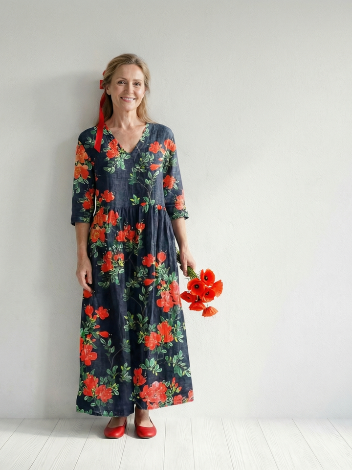 Hattie | Calm Drape Floral Midi Dress