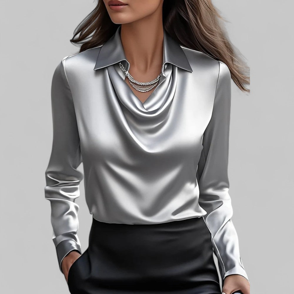 Gilly | Draped Satin Blouse