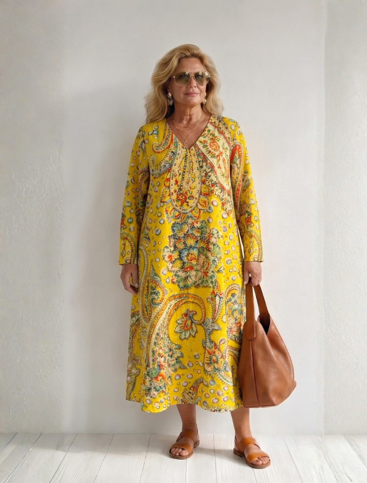 Maude | Soft Paisley Midi Dress