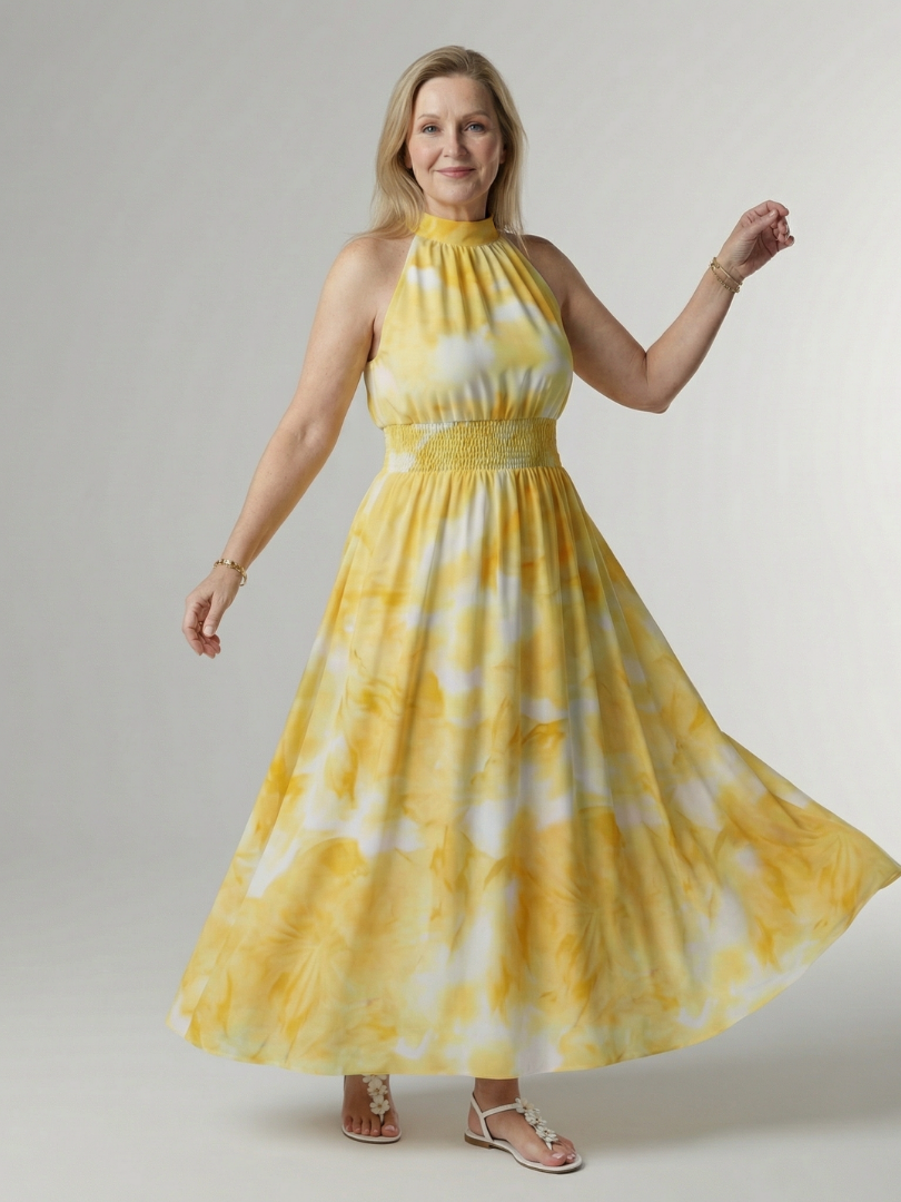 Angela | Gathered Halter Midi Dress