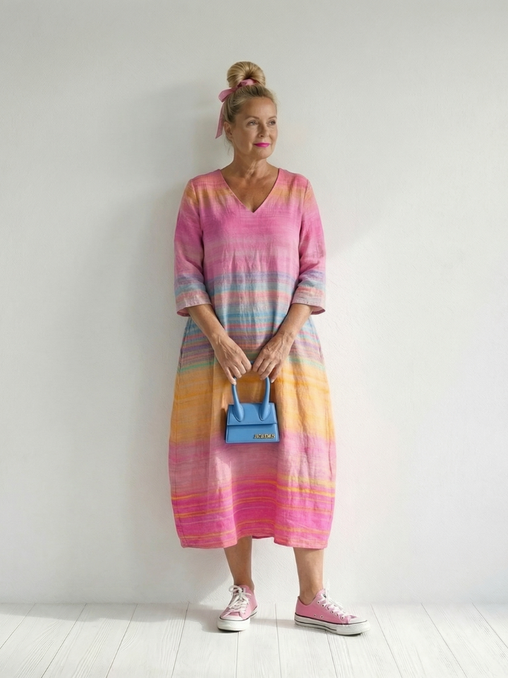 Dahlia | Ease Gradient Stripe Midi Dress