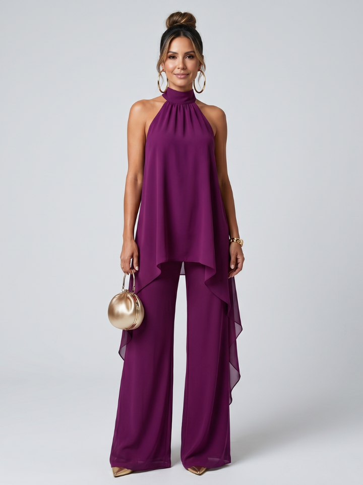 Rosemary | Asymmetric Tunic Top Wide Leg Pants Set
