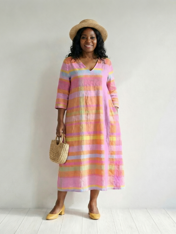 Peggy | Easy Drape Stripe Midi Dress