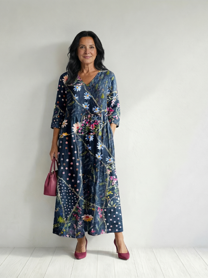 Iris | Easy Gather Floral Midi Dress