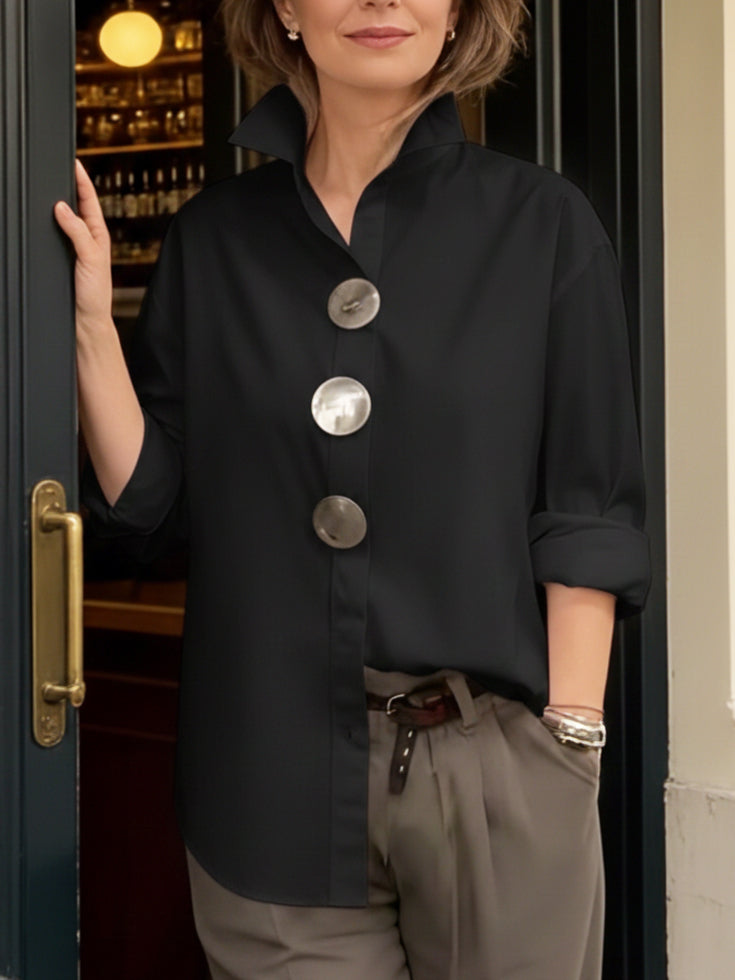 Nerine | Statement Button Stand Collar Blouse