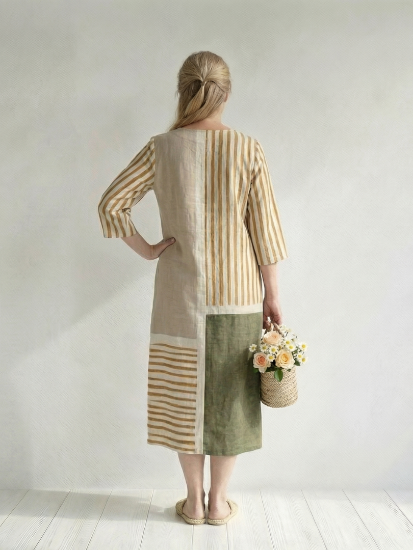 Faith | Light Mixed Stripe Midi Dress