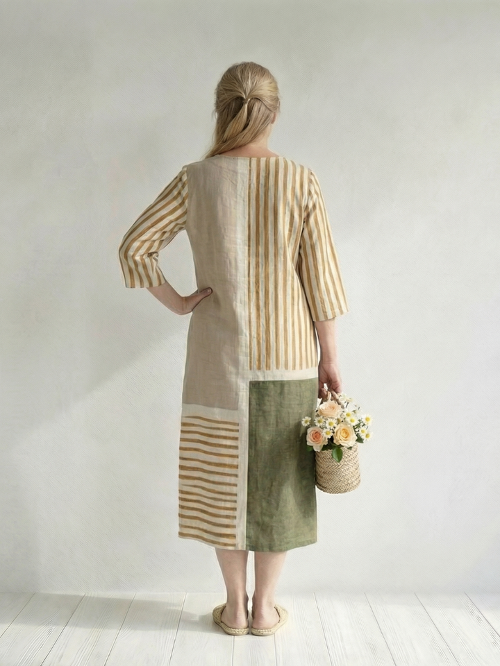 Faith | Light Mixed Stripe Midi Dress