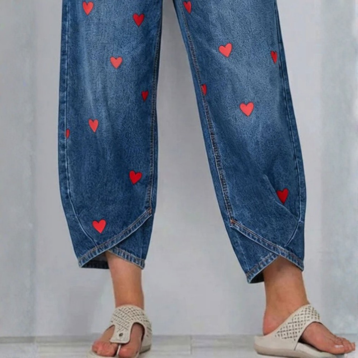 Katherine | Heart Print Ankle Jeans
