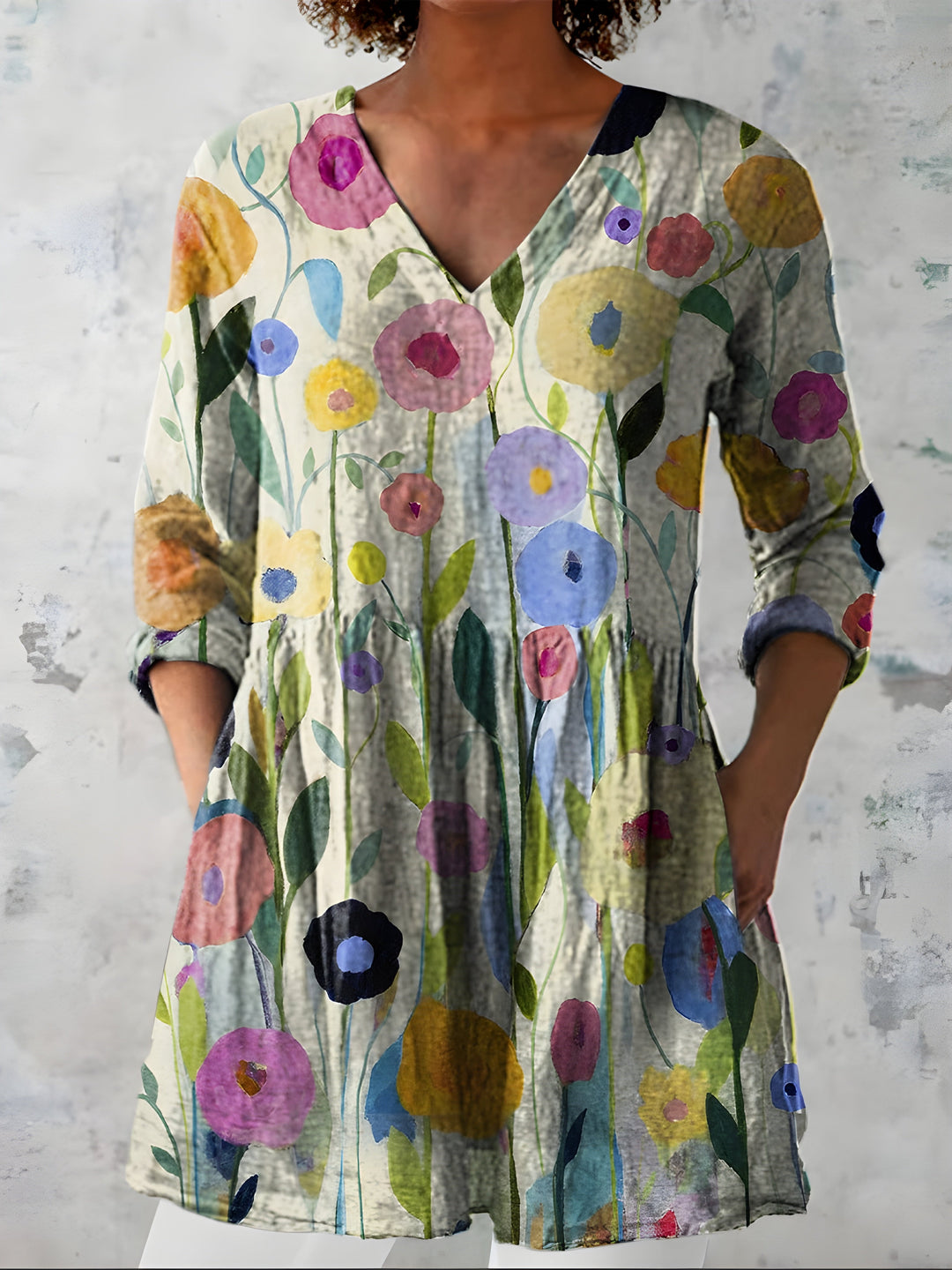 Juliet | Long Blouse with V-Neck