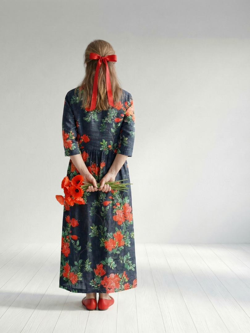 Hattie | Calm Drape Floral Midi Dress