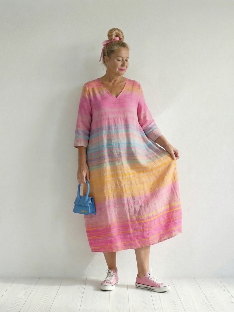 Dahlia | Ease Gradient Stripe Midi Dress