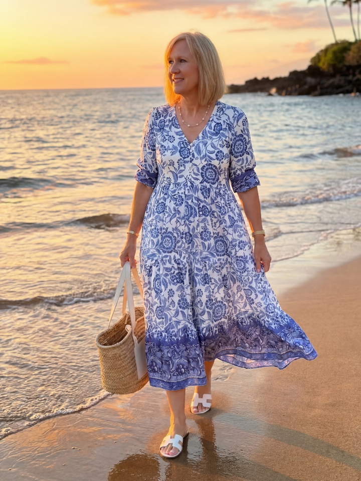 Hetty | Porcelain Midi Dress