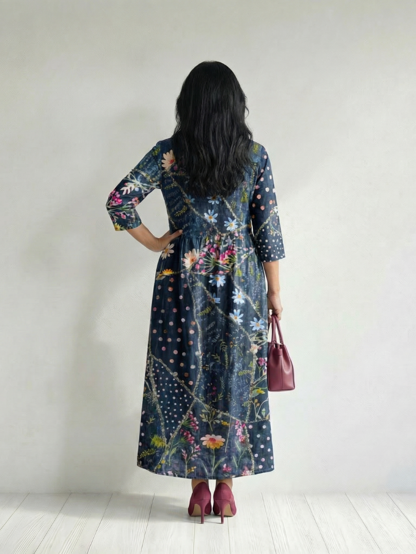 Iris | Easy Gather Floral Midi Dress