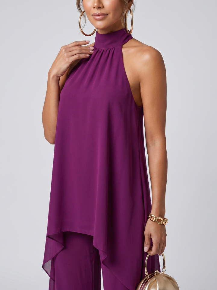 Rosemary | Asymmetric Tunic Top Wide Leg Pants Set