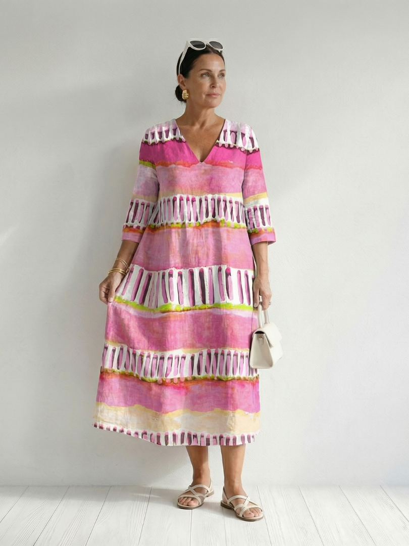 Lois | Easy Flow Patterned Stripe Midi Dress