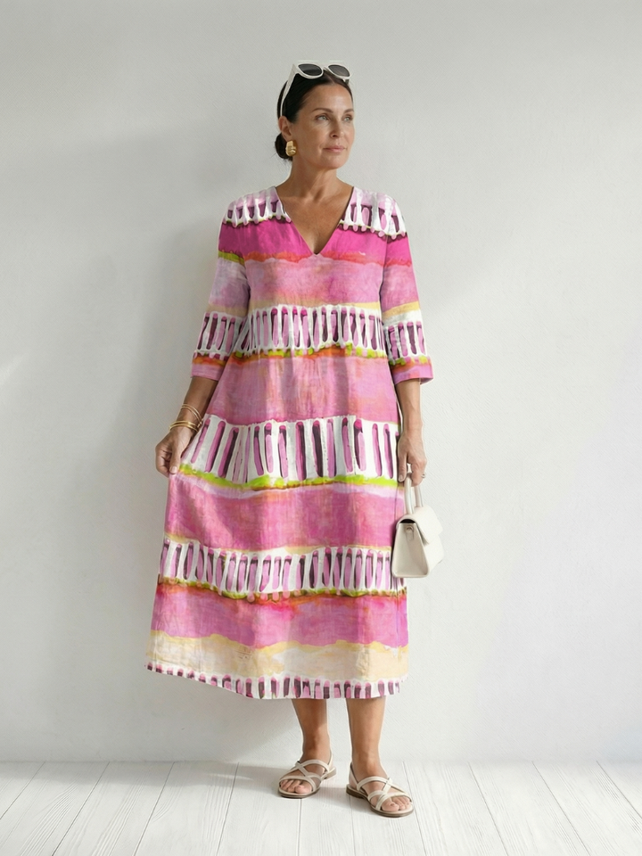 Lois | Easy Flow Patterned Stripe Midi Dress
