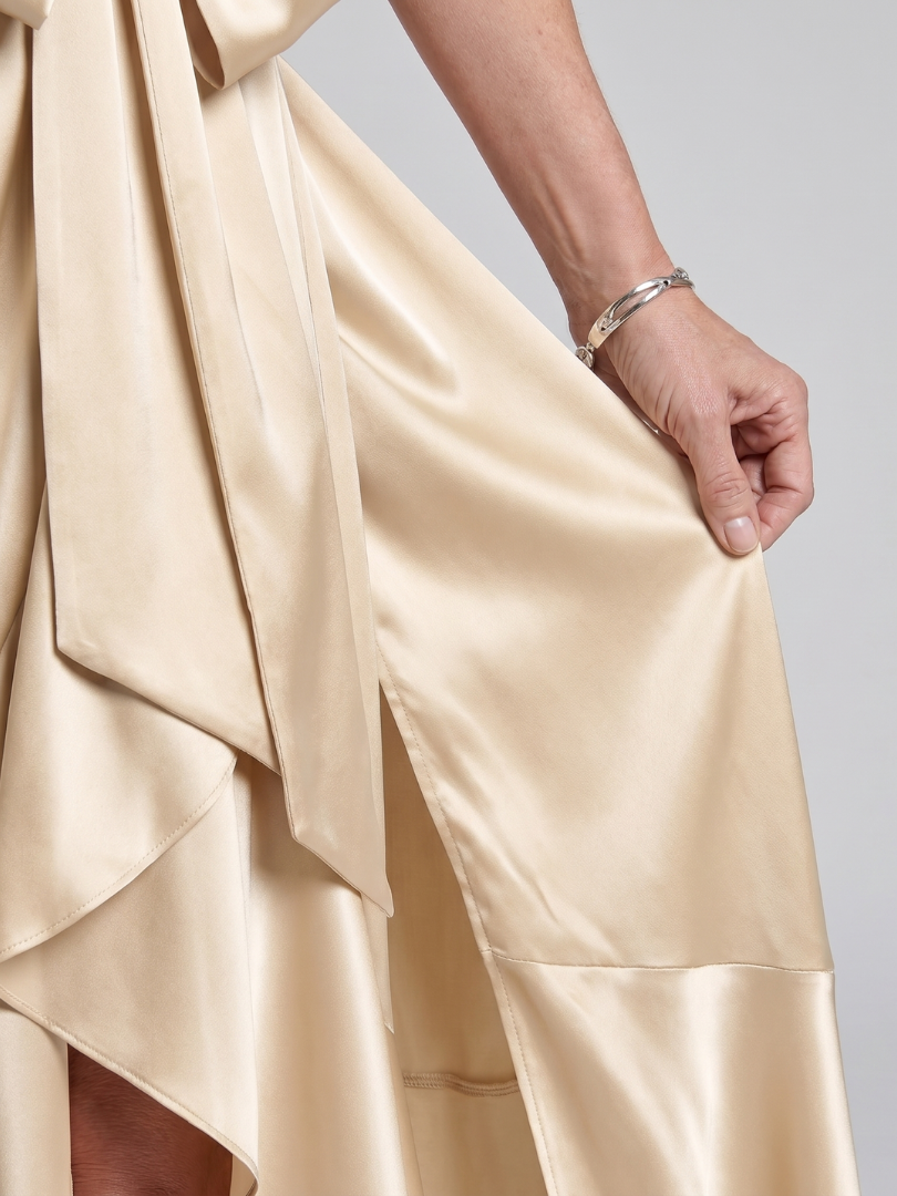 Bronwyn | Halter Neck Wrap Asymmetric Hem Midi Dress