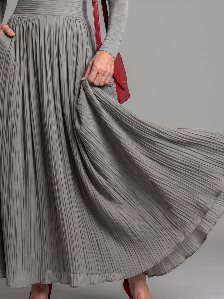 Jenny | Long Sleeve Turtleneck Defined Waist Midi Dress