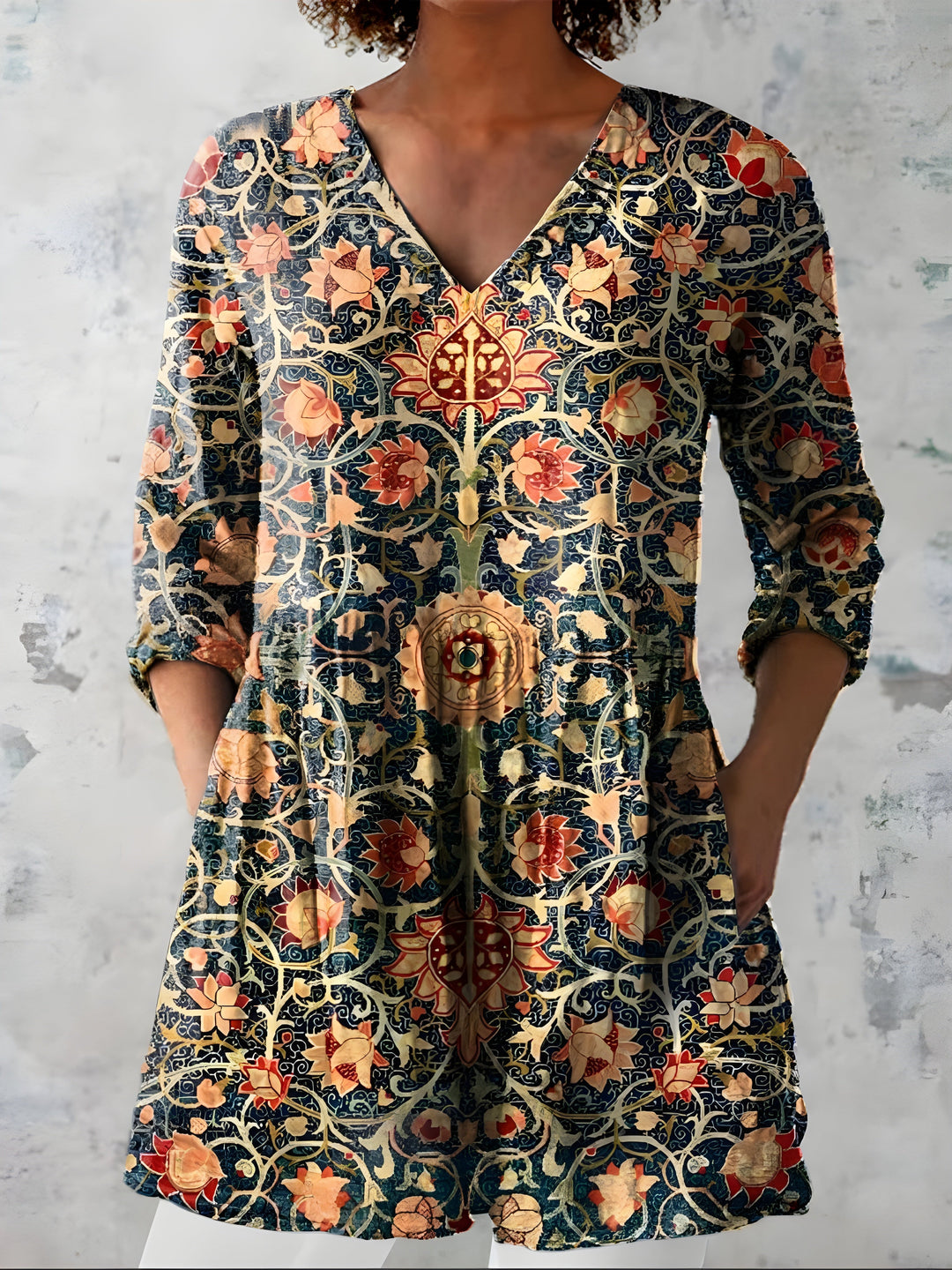 Rosamund | Long Blouse with V-Neck