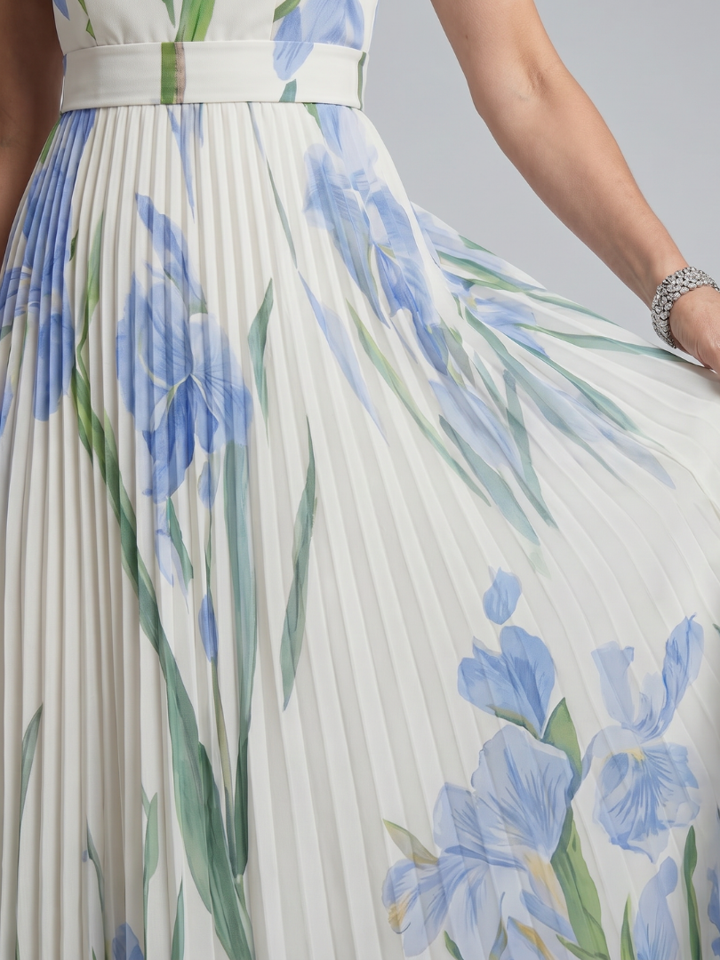Kezia | Sleeveless Square Neck Floral Print Midi Dress