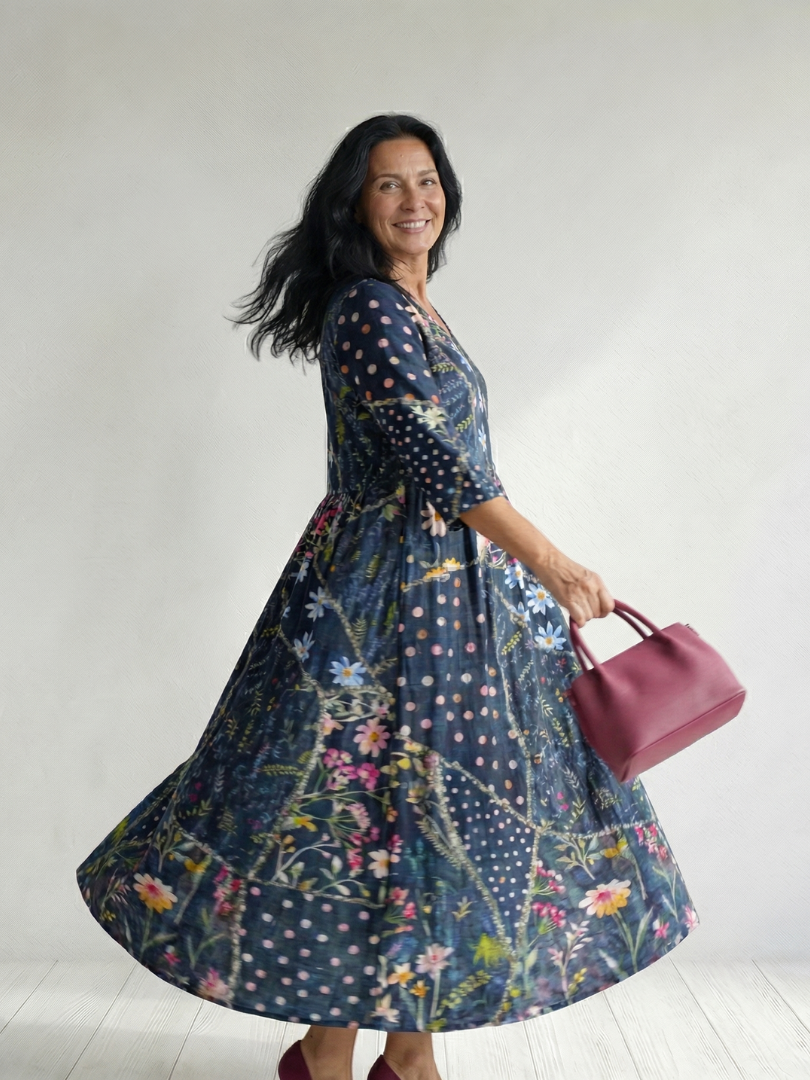 Iris | Easy Gather Floral Midi Dress