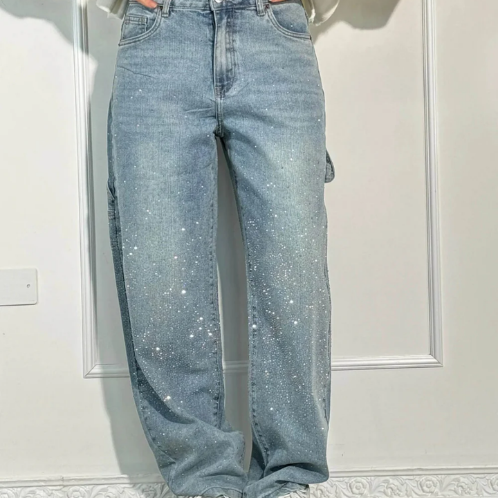 Janelle | Trendy Starry Denim Cargo Pants