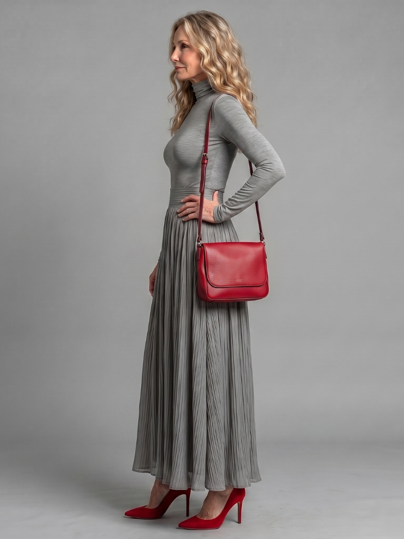 Jenny | Long Sleeve Turtleneck Defined Waist Midi Dress