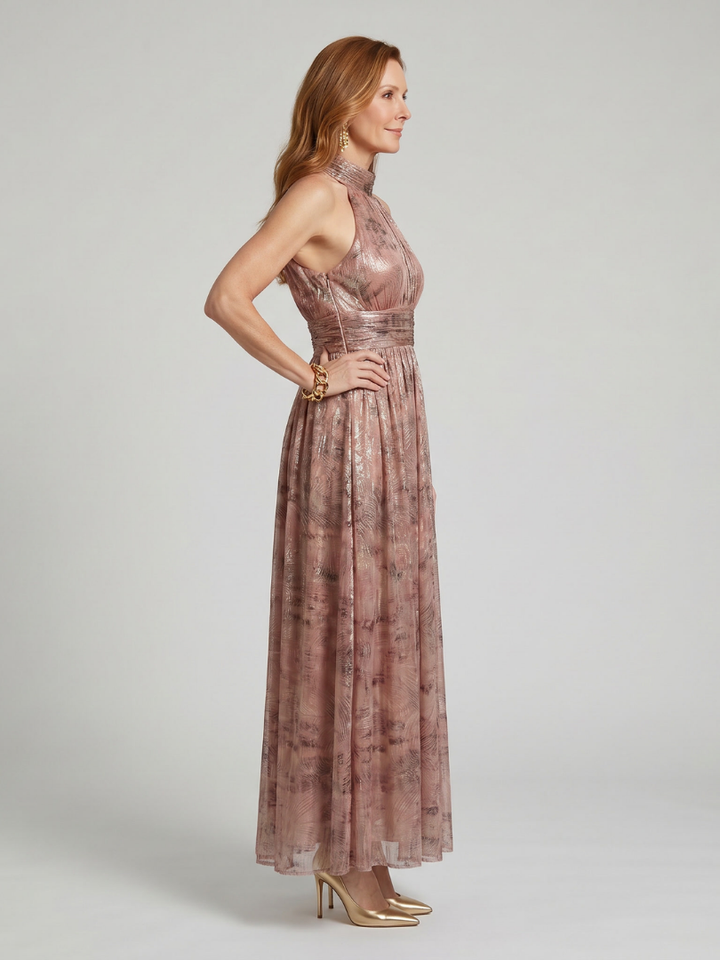 Janice | Textured Finish Sleeveless Midi Dress