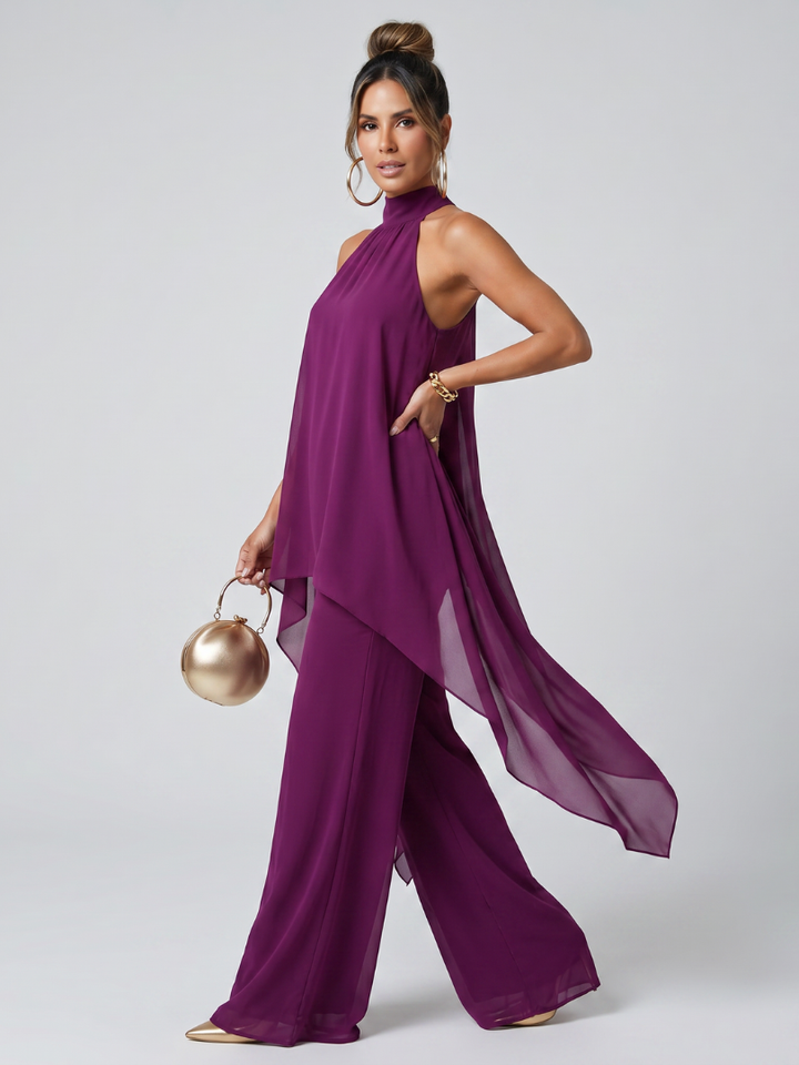 Rosemary | Asymmetric Tunic Top Wide Leg Pants Set