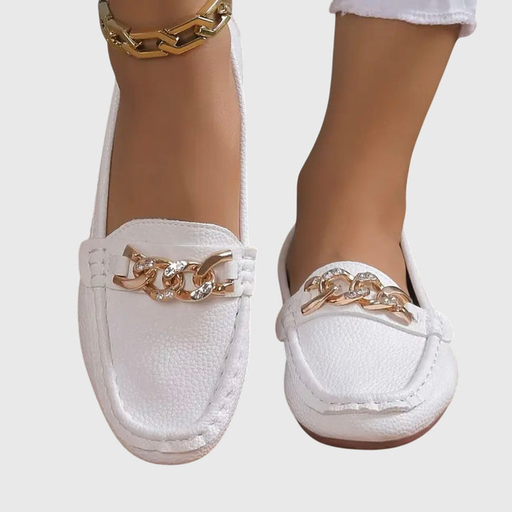 Kristy | Flat Diamond Buckle Loafers