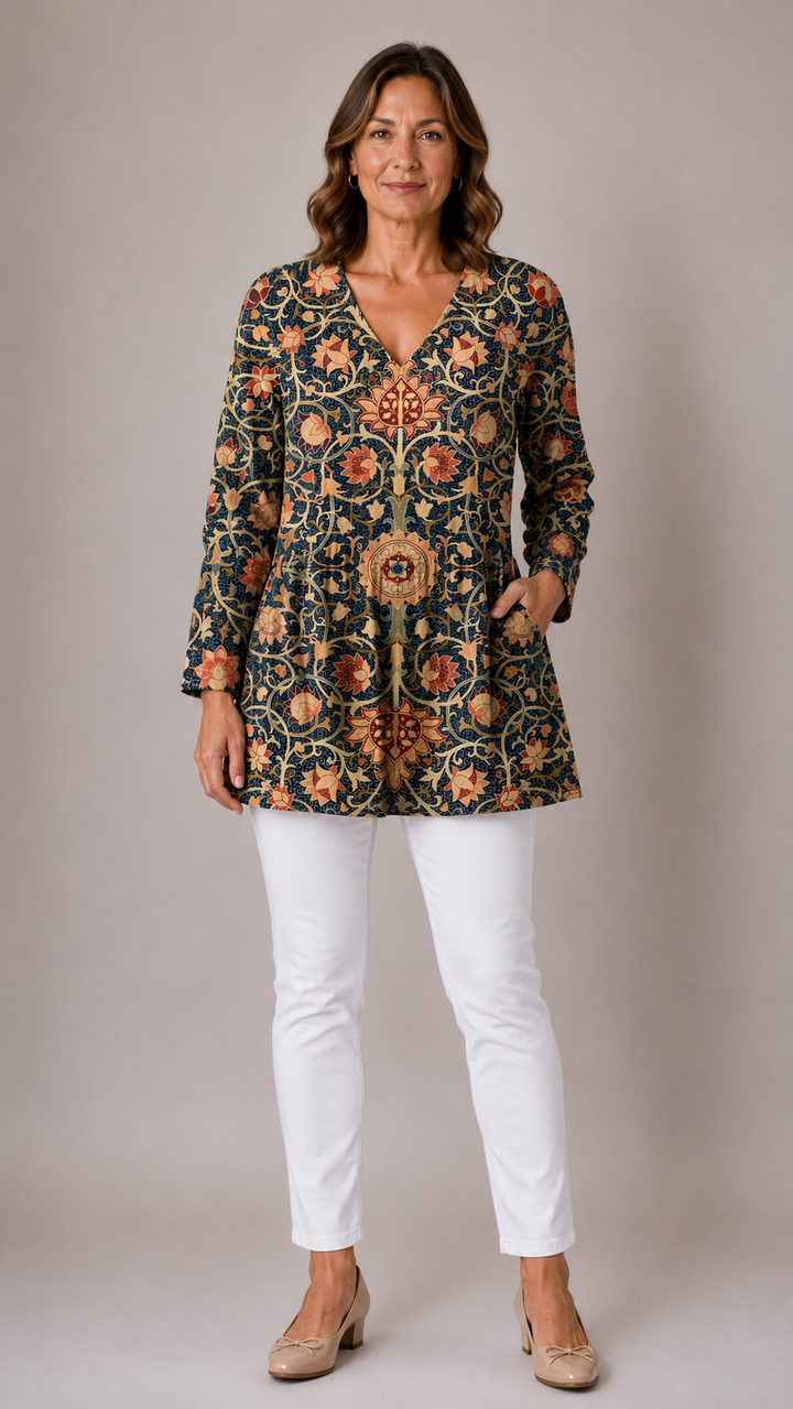 Rosamund | Long Blouse with V-Neck
