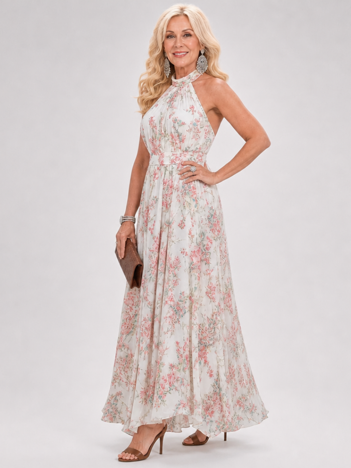 Hedy | Floral Print Flowing Skirt Midi Dress