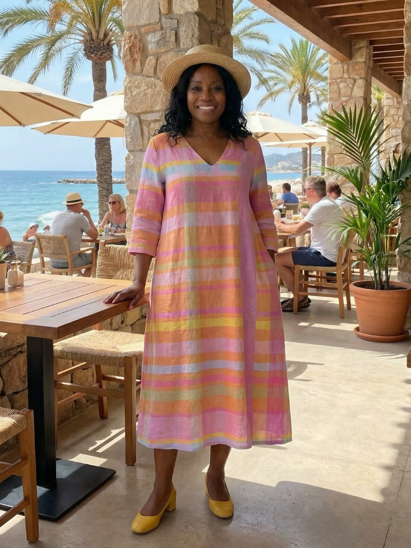 Peggy | Easy Drape Stripe Midi Dress