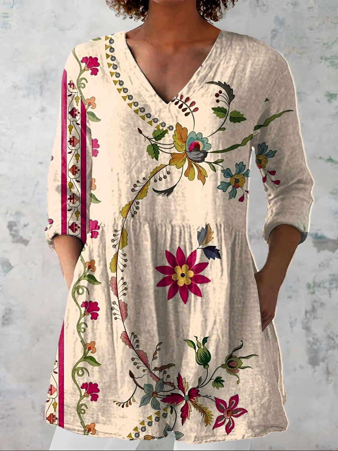 Anita | Long Blouse with V-Neck
