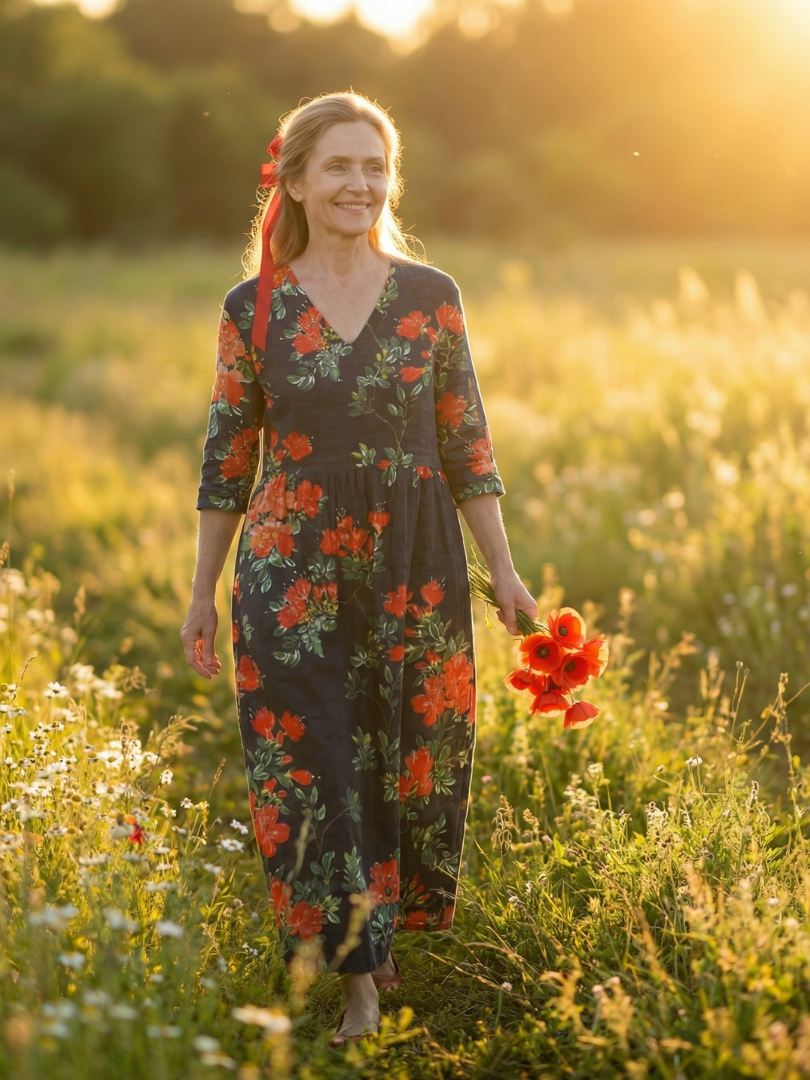 Hattie | Calm Drape Floral Midi Dress